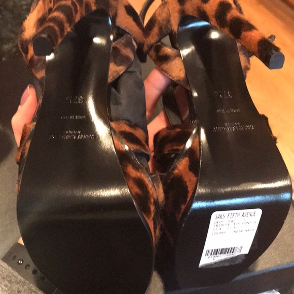 NIB Saint Laurent Tribute Leopard Calf Hair Sandal - Picture 6 of 6